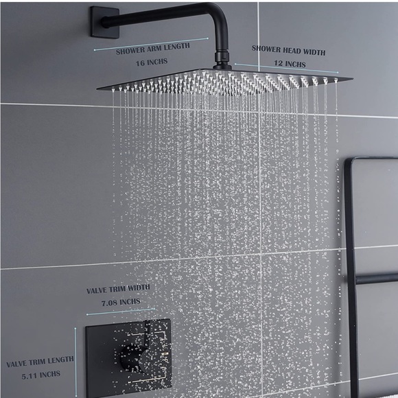 Bath Matte Black Shower Fixtures Black Shower Faucet Set With 12 Inch